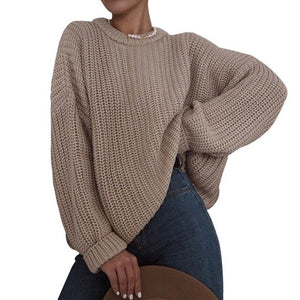 Autumn Oversized Sweater Women Solid Loose Knitted Sweaters Women Long Sleeve Pullover Female Jumper Female Knitwear