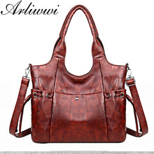 Load image into Gallery viewer, Arliwwi Brand Designer Big PU Leather Tote Handbags New Fashion Lady&#39;s Large Capacity Soft High Quality Shoulder Bags P012
