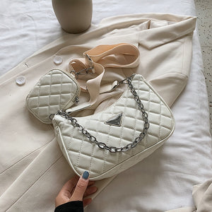 Luxury Women Bag Two-in-one Handbag With Phone Bag Leather Lady's Bag Chains Bags For Women Shoulder Bag Composite Crossbody Bag
