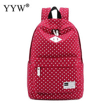 Load image into Gallery viewer, Dot Large Capacity Rose Backpack Female Canvas School Backpacks for Children a case for Phone &amp; Purse High Quality Lady&#39;s Bags

