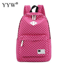 Load image into Gallery viewer, Dot Large Capacity Rose Backpack Female Canvas School Backpacks for Children a case for Phone &amp; Purse High Quality Lady&#39;s Bags
