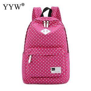 Dot Large Capacity Rose Backpack Female Canvas School Backpacks for Children a case for Phone & Purse High Quality Lady's Bags