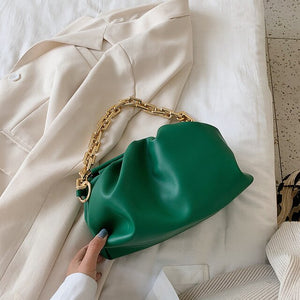HOCODO Solid Color Chain Crossbody Bag For Women Simple Fashion Dumplings PU Leather Shoulder Messenger Bags Ladies Clutch Bag
