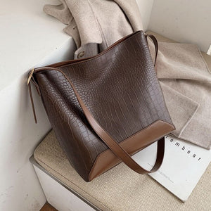 New Alligator Leather Big Bucket Bag Women Shoulder Crossbody Bags 2020 Fashion Lady's Messenger Bags Casual Totes Female Purses