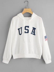 Parties Fall Clothing Sweat Shirts Hoodies Women Hoodies Sweatshirts Ladies Autumn Winter Usa Flag New Classics