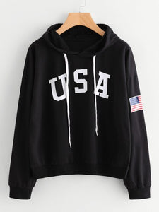 Parties Fall Clothing Sweat Shirts Hoodies Women Hoodies Sweatshirts Ladies Autumn Winter Usa Flag New Classics