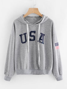 Parties Fall Clothing Sweat Shirts Hoodies Women Hoodies Sweatshirts Ladies Autumn Winter Usa Flag New Classics