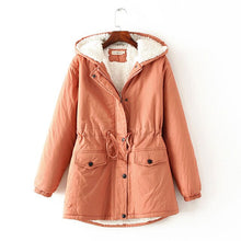 Load image into Gallery viewer, Mid-length Women Winter Hooded Jacket Clothing Loose Warm Thicken Lamb fur Outerwear Large size Female Casual cotton Jacket 4XL
