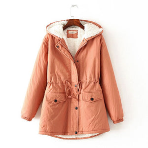 Mid-length Women Winter Hooded Jacket Clothing Loose Warm Thicken Lamb fur Outerwear Large size Female Casual cotton Jacket 4XL