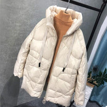 Load image into Gallery viewer, Winter Coat Women 2020 Winter Women Down Jacket Medium Length Female Thick Hooded Down Parka Women Coat White Duck Down Jacket
