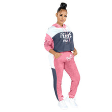 Load image into Gallery viewer, Autumn 2 Piece Set Sportswear Women Tracksuit PINK Letter Print Sweat Suits Plus Size Hoodies + Skinny Pants Jogging Femme
