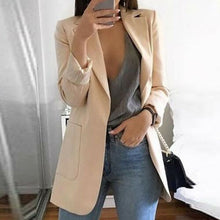 Load image into Gallery viewer, Autumn Lady Young Women Elegant Jacket Blazer 2020 Fashion Solid Slim Casual Business Blazer Suit Coat Outwear Khaki Gary Black
