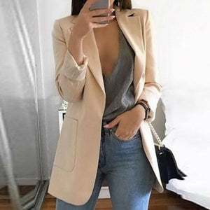 Autumn Lady Young Women Elegant Jacket Blazer 2020 Fashion Solid Slim Casual Business Blazer Suit Coat Outwear Khaki Gary Black