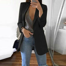 Load image into Gallery viewer, Autumn Lady Young Women Elegant Jacket Blazer 2020 Fashion Solid Slim Casual Business Blazer Suit Coat Outwear Khaki Gary Black
