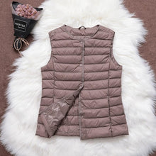 Load image into Gallery viewer, Fitaylor 90% Ultra Light White Duck Down Women Vest Thin Coat Women Duck Down Sleeveless Jacket V Collar Or O Collar Coat
