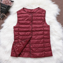 Load image into Gallery viewer, Fitaylor 90% Ultra Light White Duck Down Women Vest Thin Coat Women Duck Down Sleeveless Jacket V Collar Or O Collar Coat
