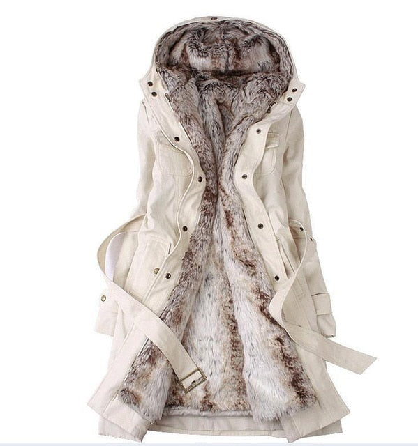 Removable Lining Women's Long Design Faux Fur ur Coats Winter Warm Coat Jacket Clothes Women's Clothing as Snow Wear