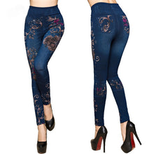 Load image into Gallery viewer, NORMOV Women Jeans Leggings Flowers Printed Slim Cotton Woman Jeggings Ladies Jeans Trousers Fashion High Waist Leggings Femme
