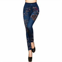Load image into Gallery viewer, NORMOV Women Jeans Leggings Flowers Printed Slim Cotton Woman Jeggings Ladies Jeans Trousers Fashion High Waist Leggings Femme
